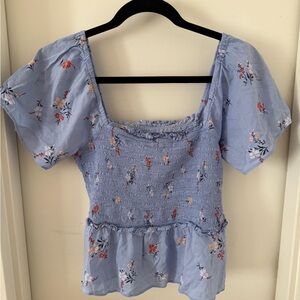 Madewell Floral Blue Women's Top